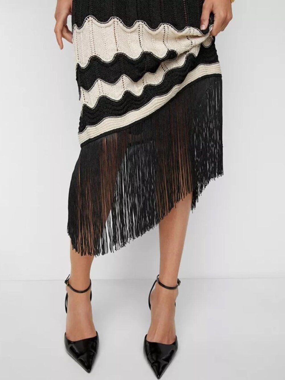 MANGO Women's Fringed Hem Midi Dress Size L - Picture 6 of 15